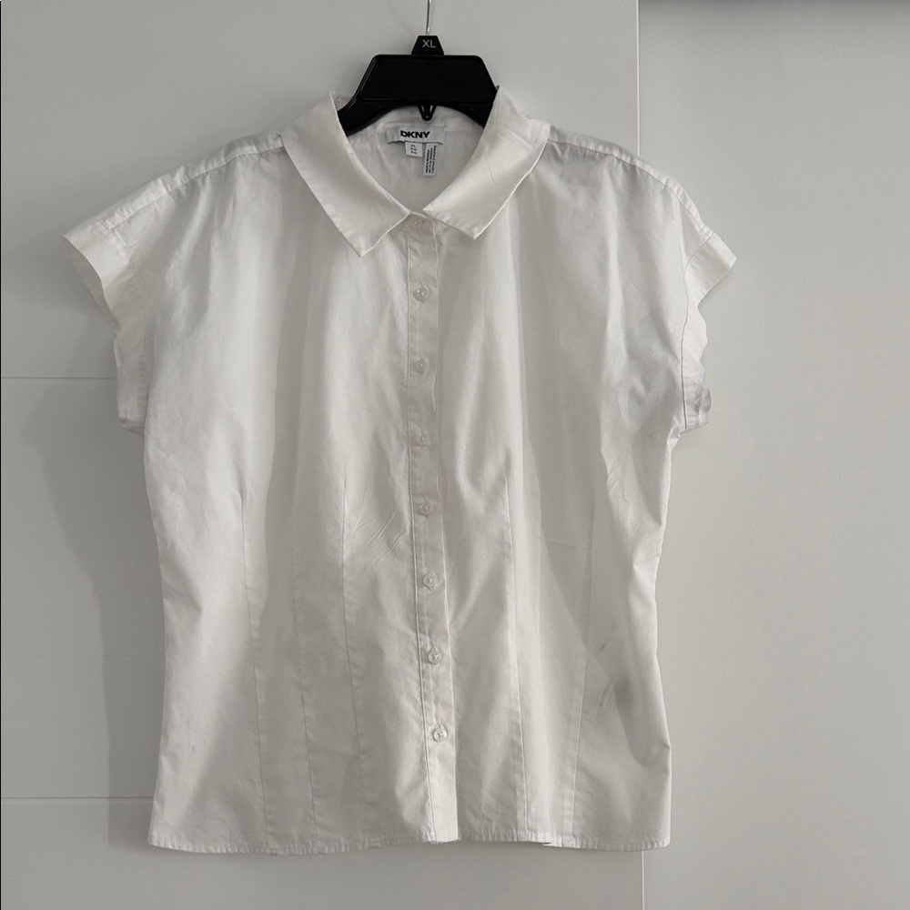 DKNY Women's Classic White Button-Down Shirt